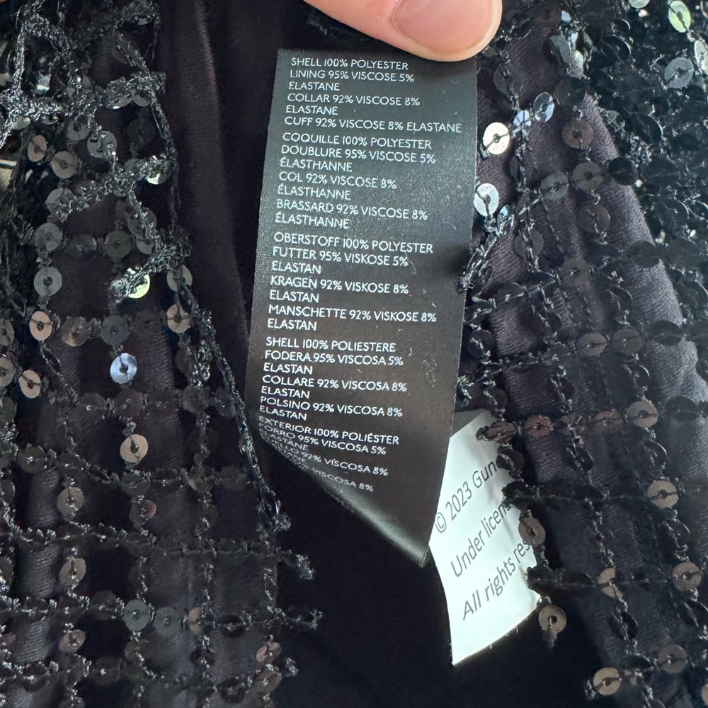 Anthropologie Black Sequin Long Sleeve Top - Picture 9 of 9